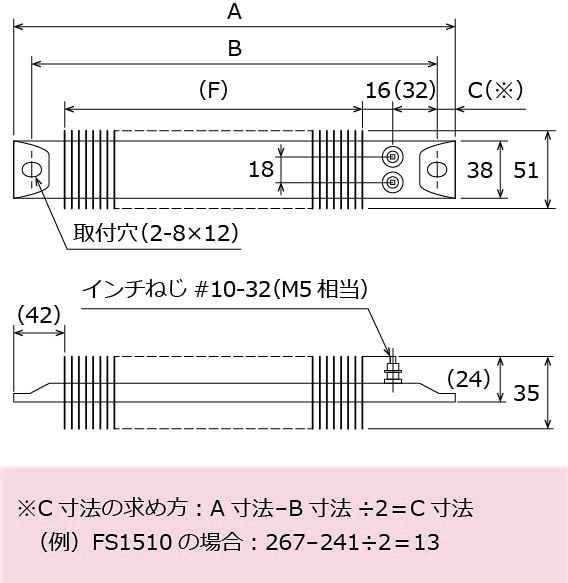 ITTフィン付きスペースヒーター形状図