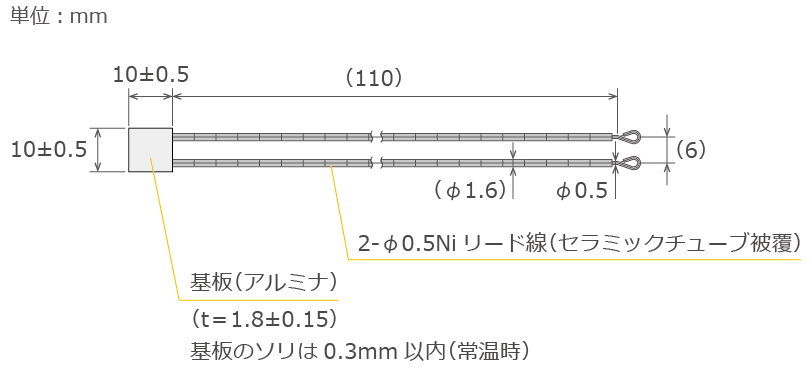 1000℃対応マイクロセラミック形状図
