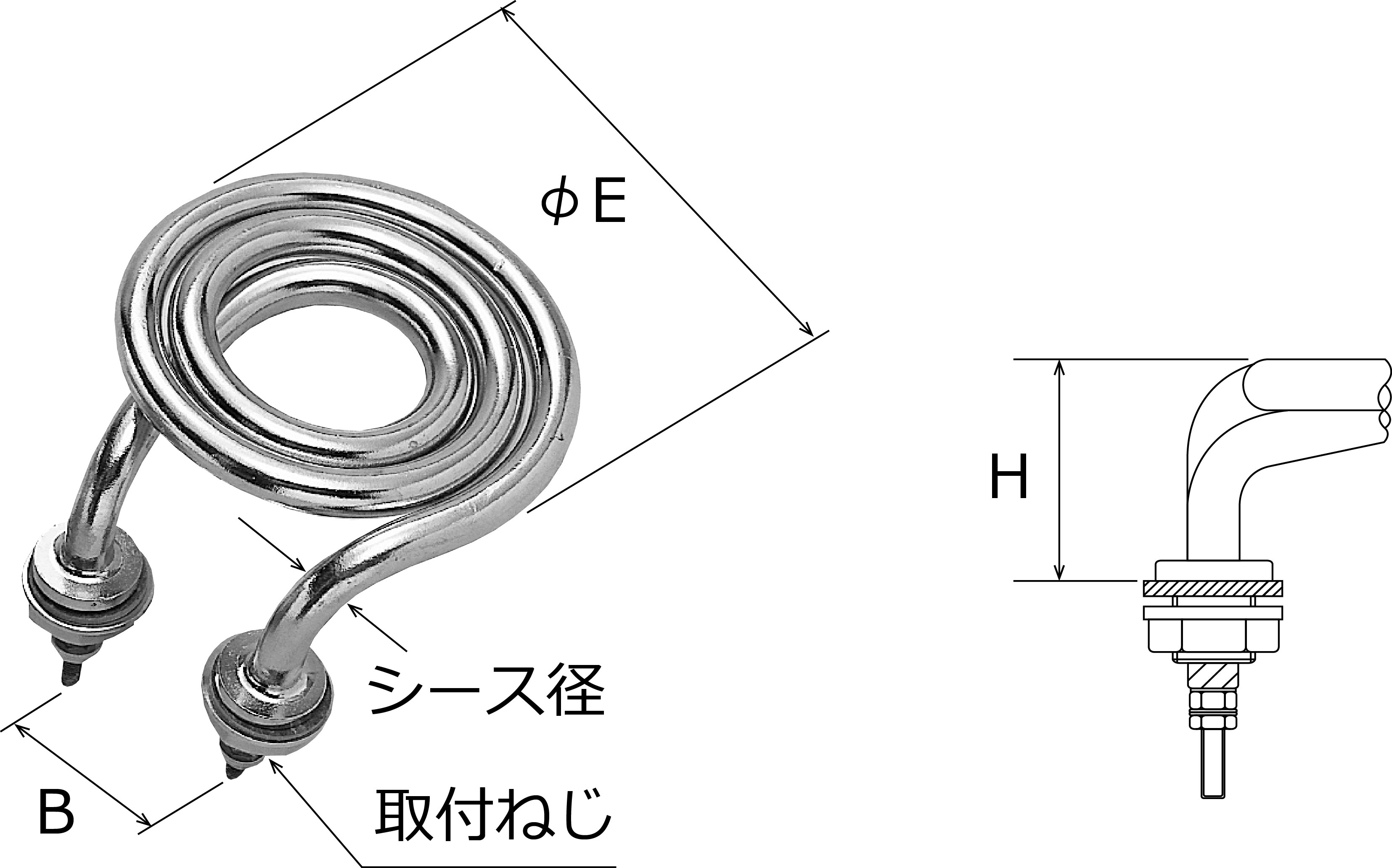 うず巻型寸法図