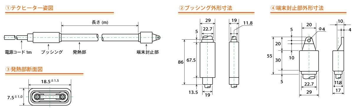 自己制御型ヒーター -10℃~100℃ 】セキスイ テクヒーター® 200V用(電源 ...