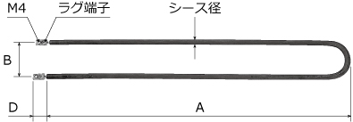 インコロイＵ字ヒーター　寸法図